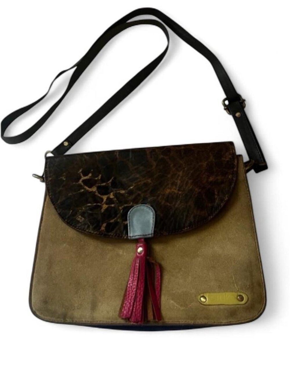 Soruka Leather Ferrara Animal Print Crossbody Green